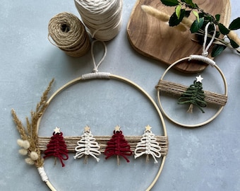 Door wreath with macrame Christmas tree | Door decoration | Ring | Macrame | Macrame Christmas decoration | Christmas tree | Boho decoration | Christmas must-have