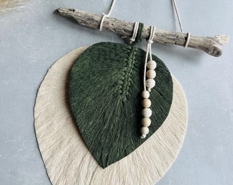 Macrame wall hanging with feather leaf | Boho decor | Large and small feathers | Large macrame | Individually made for you | Must-have | Trendy | Leaf