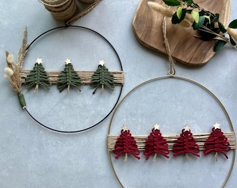 Door wreath with macrame Christmas tree | Door decoration | Ring | Macrame | Macrame Christmas decoration | Christmas tree | Boho decoration | Christmas must-have