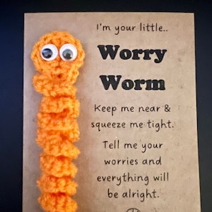 Worry Worm Pet | Crochet | Handmade | Rainbow | Mental Health | Autism | Fidget | Anxiety Relief | Stress Reliever | Keyring Worms