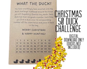 DIGITAL DOWNLOAD ONLY - 100 Duck Challenge Card, Hide-a-Duck card, Miniature Duck Scavenger Hunt Card, Duck Practical Joke, Tiny Ducks Game
