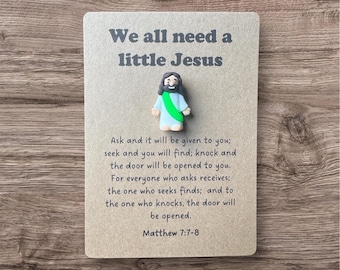 Mini Jesus Figure Little Jesus Pocket Hug Jesus Pocket Prayer Card Religious Gift Baptism Confirmation Communion Tiny Jesus Prayer Jesus
