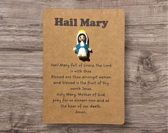 Mini Hail Mary Figure Little Jesus Pocket Hug Hail Mary Jesus Pocket Prayer Card Religious Gift Baptism Confirmation Communion Tiny Jesus