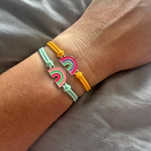 Mummy and Me Daddy and Me Rainbow Bracelets First Day at School Nursery Father Son Mother Daughter Parent Child Wish Bracelet Rainbow 2pcs image 5