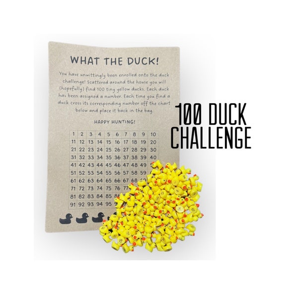 100 Duck Challenge Kit, Hide-a-Duck Kit, Miniature Duck Scavenger Hunt, Hide the Duck, Elf Prop, Family Fun, Tiny Duck, 100 pcs Ducks