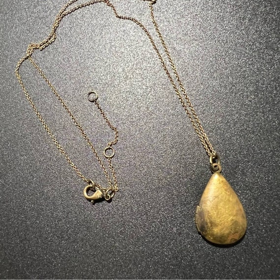 Vintage Tear Drop Pear Shaped Brass Locket Pendan… - image 1