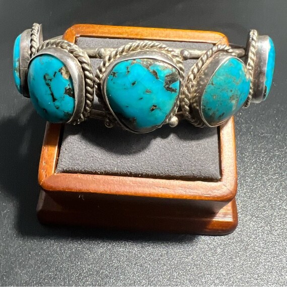 Vintage Native American Turquoise Cuff Bracelet 5… - image 1