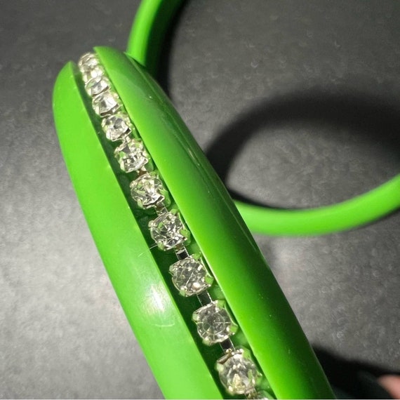 Vintage Green Plastic Bangles w Crystal Rhineston… - image 6