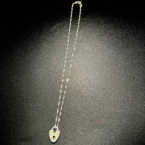 Vintage Miniature Heart Lock Necklace Faux Lock P… - image 2
