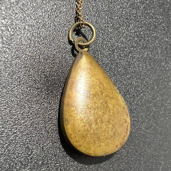 Vintage Tear Drop Pear Shaped Brass Locket Pendan… - image 3