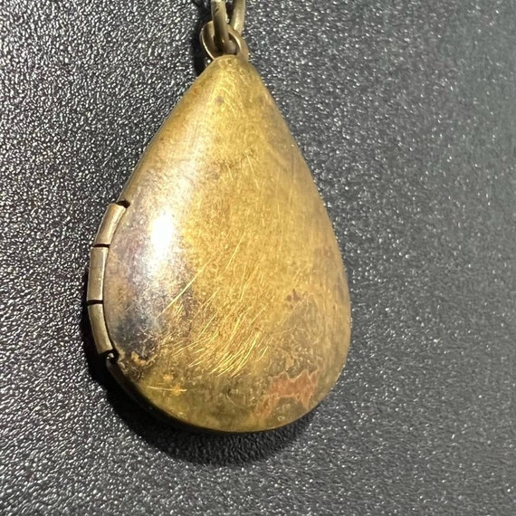 Vintage Tear Drop Pear Shaped Brass Locket Pendan… - image 5