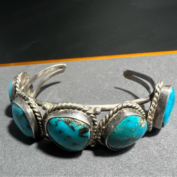 Vintage Native American Turquoise Cuff Bracelet 5… - image 5