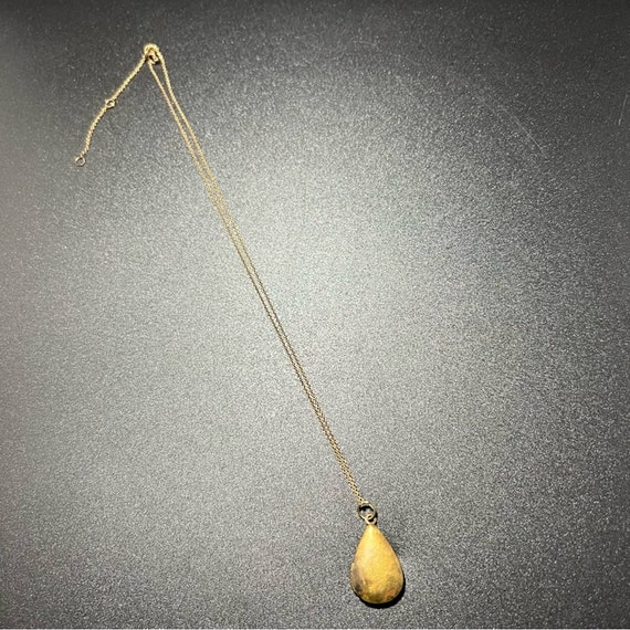 Vintage Tear Drop Pear Shaped Brass Locket Pendan… - image 2