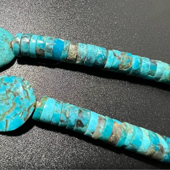 Kingman Turquoise Disc & Heishi Necklace Santo Do… - image 6