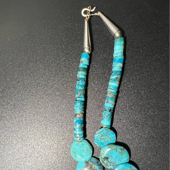 Kingman Turquoise Disc & Heishi Necklace Santo Do… - image 8