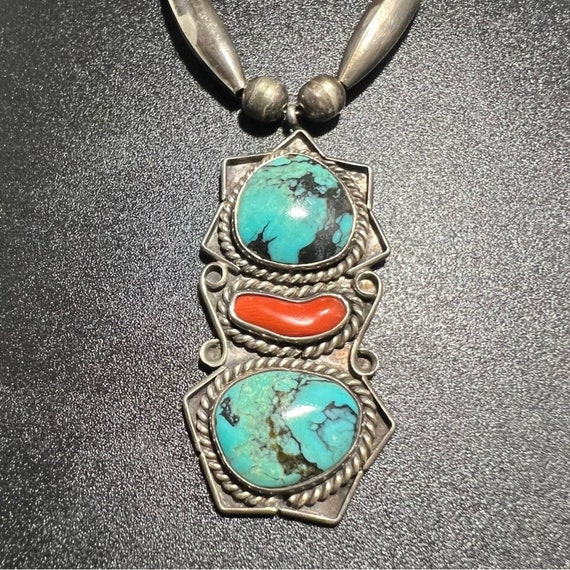 Vtg Sterling Silver Native American Turquoise & C… - image 1