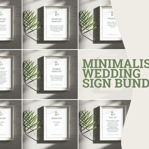 Minimalist Wedding Sign Bundle | DIY Floral Wedding Signs | Modern Wedding Signs | Reception Sign | Easy Editable Google Slides | 5x7 in