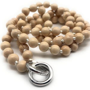 Handykette Holz Perlen mit 2 Patches – universale Smartphone Kette  – Handyband Damen – Crossbody Halskette – Geschenkidee handmade