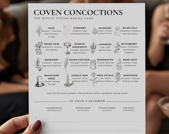 Printable Halloween Apothecary Party Game for Adults, Witchy Bachelorette & Hen Party Activity