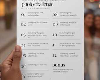 Bachelorette Photo Scavenger Hunt Printable, Girls Night Party Game, Find Innocent Objects Indoors & Outdoors