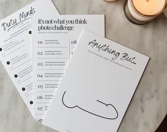 Bachelorette Party Game Bundle, Printables: Anything But Game + Photo Scavenger Hunt + Dirty Minds, Funny Hen Party Games
