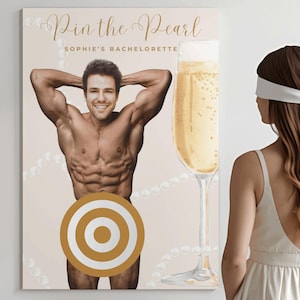 Pin the Tail Bachelorette Game, Personalized Hens Party Girls Night, Pearls and Prosecco Custom Bridal Shower Activity, Printable Poster