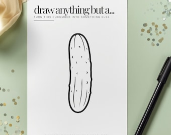 Bachelorette Party Game, Draw Anything But a Cucumber, Printable Bridal Shower Game, Funny Drawing Activity, A4 US Letter PDF