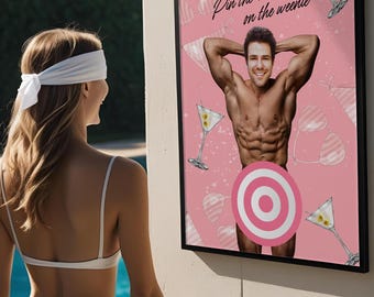 Pin the Tail Bachelorette Game, Personalized Hens Party Game Night, Custom Martinis and Bikinis Bridal Shower Activity, Printable Game