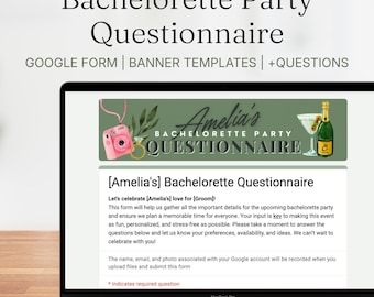 Bachelorette Party Planning Questionnaire: Editable Google Form (Digital Download)
