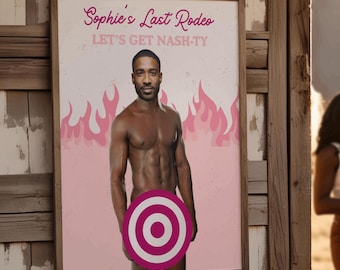 Last Rodeo Bachelorette Party Game, Pin the Junk on the Hunk, Disco Cowgirl Hen Party Printable, Funny Custom Bridal Shower Pink Western