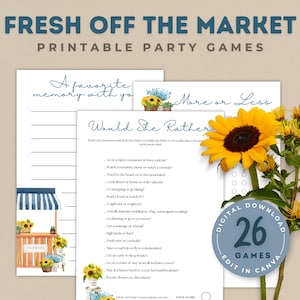 Fresh Off The Market Bridal Shower Games - Editable Templates - Fun Activities for Guests - Instant Download