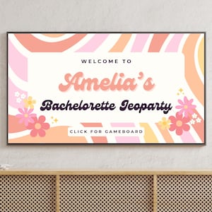 Bachelorette Jeopardy Template Canva Pink Retro Bachelorette Jeopardy Game  Editable Trivia for Bridal Shower Digital Download Party Game