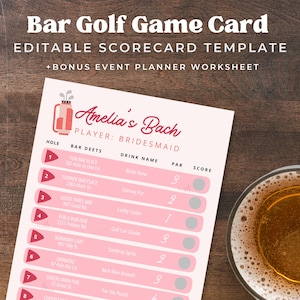 Bar Golf Scorecard Template: Editable Pub Crawl Game (Digital Download)