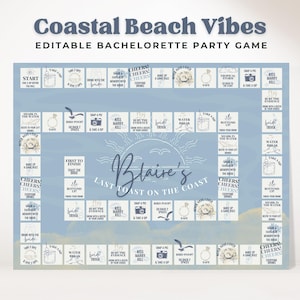 Adult Drinking Games Last Toast on the Coast Bridal Shower Girls Night Out Beachy Bachelorette Board Game Hen Party Drinking Board Game