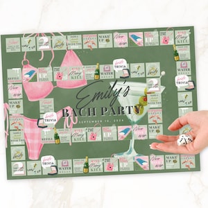 Bachelorette Board Game | Party Drinking Board Game | Bikinis and Martinis | Bridal Shower | Girls Night Out | Instant Download | Editable
