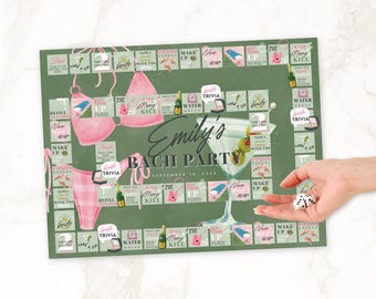 Bachelorette Drinking Board Game, Bikinis and Martinis, Editable Party Game Instant Download, Bridal Shower & Girls Night