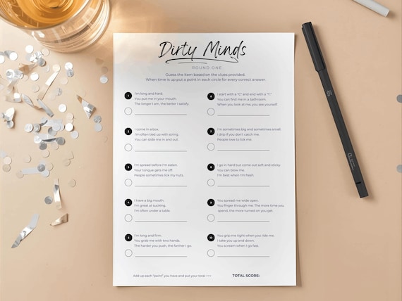 Dirty Minds Bachelorette Game, Printable Riddles for Hen Party Fun, Instant Download, Adult Party Game