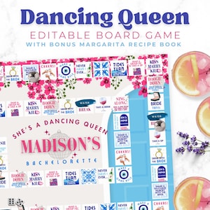 Jogo de Tabuleiro Editável para Beber | Mamma Mia Dancing Queen | Jogo de Despedida de Solteira | Jogo de Despedida de Solteira | Download Digital | Jogos para Adultos