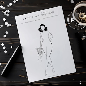 Funny Bachelorette Party Draw the Dress Game, Printable Bridal Shower Activity, Guess the Dress Template, Hen Party Instant Download