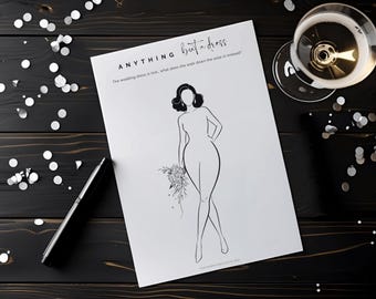 Funny Bachelorette Party Draw the Dress Game, Printable Bridal Shower Activity, Guess the Dress Template, Hen Party Instant Download
