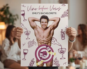 Vino Before Vows Bachelorette Game, Pin the Tail Bridal Shower Activity, Custom Poster Digital Download