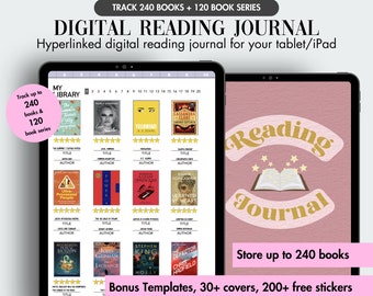 Digital Reading Journal, Digital Reading Planner, Reading Tracker, Book Review, Book Shelf, Reading Log, Goodnotes Journal, Reading Journal