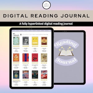 Digital Reading Journal, Digital Reading Planner, Reading Tracker, Book Review, Book Shelf, Reading Log, Goodnotes Journal, Reading Journal