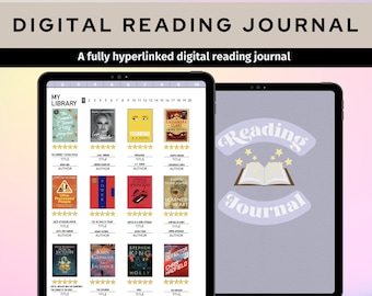 Digital Reading Journal, Digital Reading Planner, Reading Tracker, Book Review, Book Shelf, Reading Log, Goodnotes Journal, Reading Journal