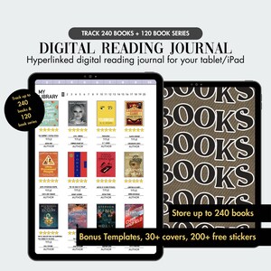 Digital Reading Journal, Digital Reading Planner, Reading Tracker, Book Review, Book Shelf, Reading Log, Goodnotes Journal, Reading Journal