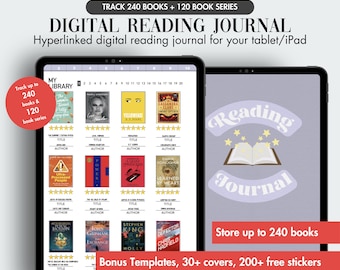 Digital Reading Journal, Digital Reading Planner, Reading Tracker, Book Review, Book Shelf, Reading Log, Goodnotes Journal, Reading Journal