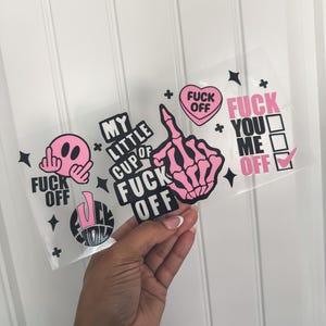 Adult humor Decal | UV DTF Decal | Coffee cup sticker | Vulgar cup decal | Funny sticker | Skull sticker | 16 oz cup decal | Halloween