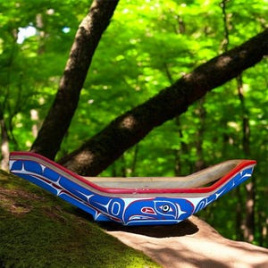 First Nations Hand-Carved and Painted Canoe