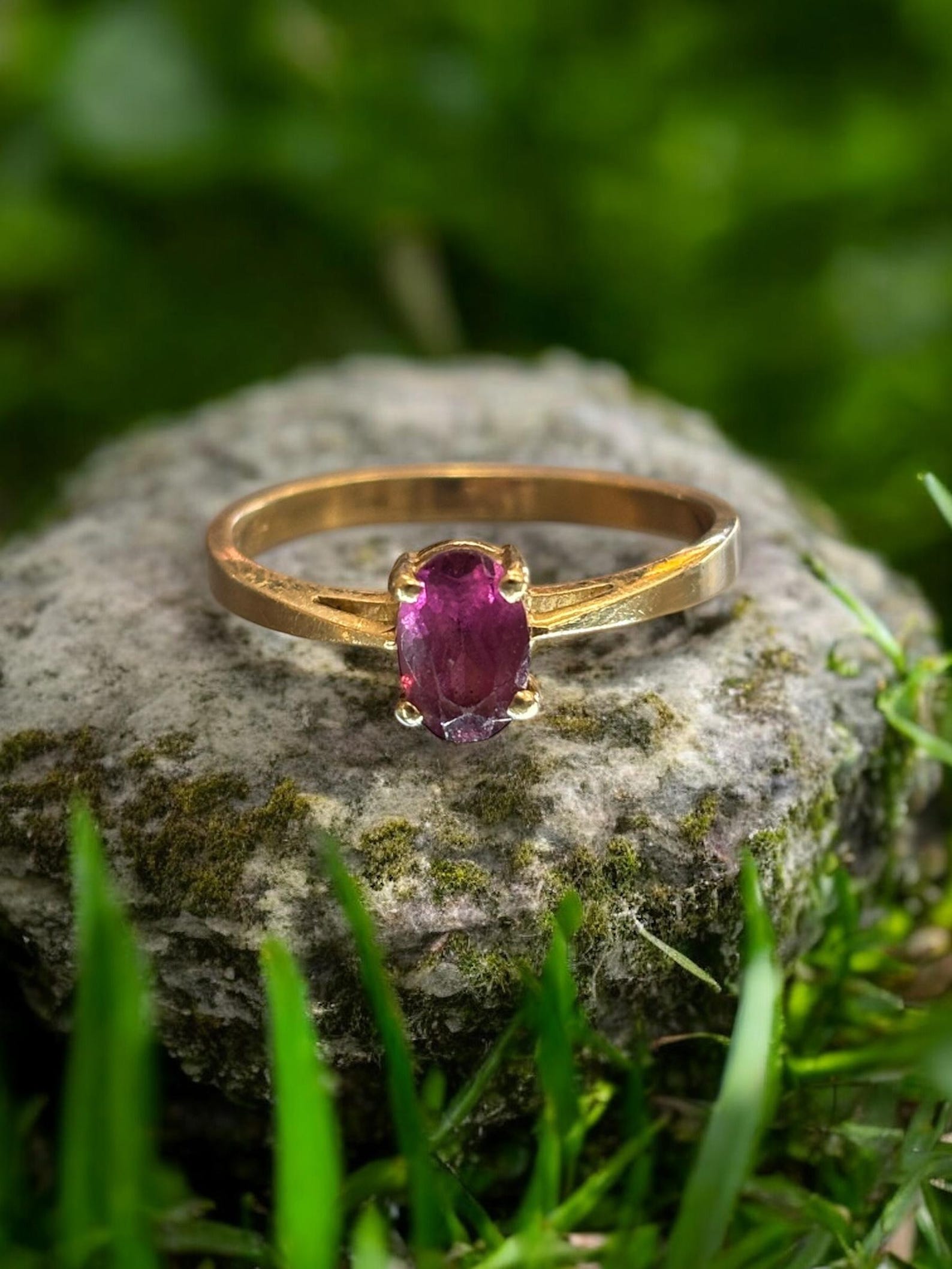 14k Gold Rhodolite Garnet Ring