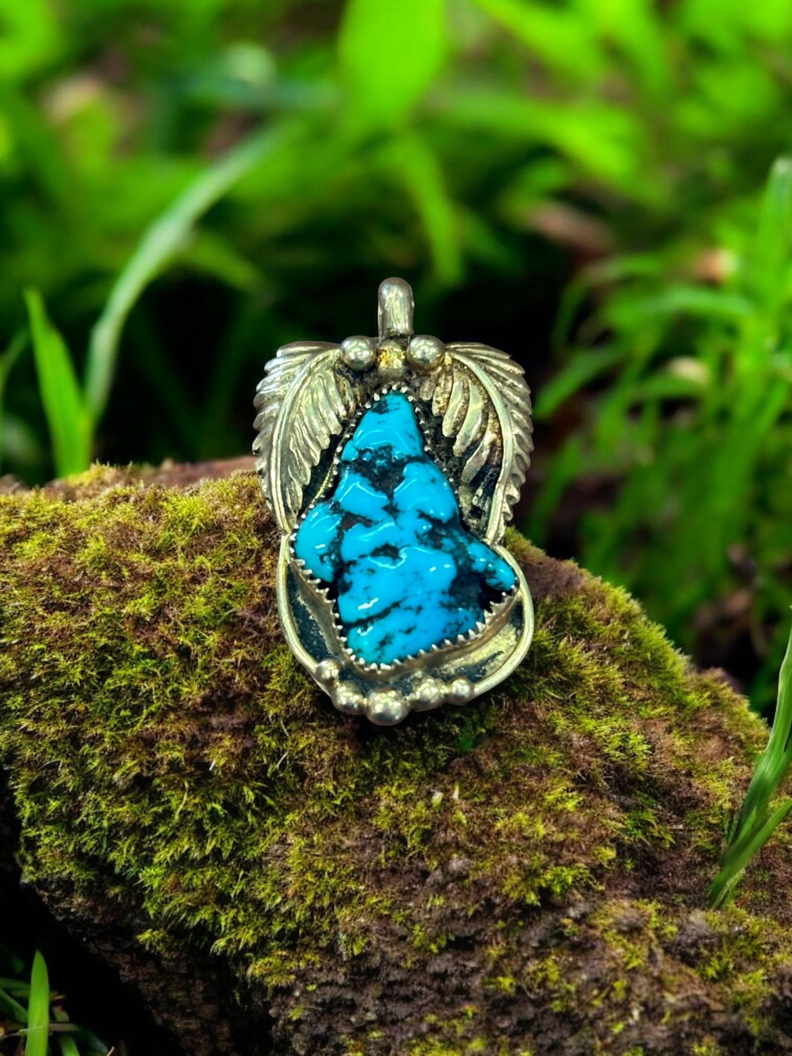 14k Gold Navajo Turquoise Pendant